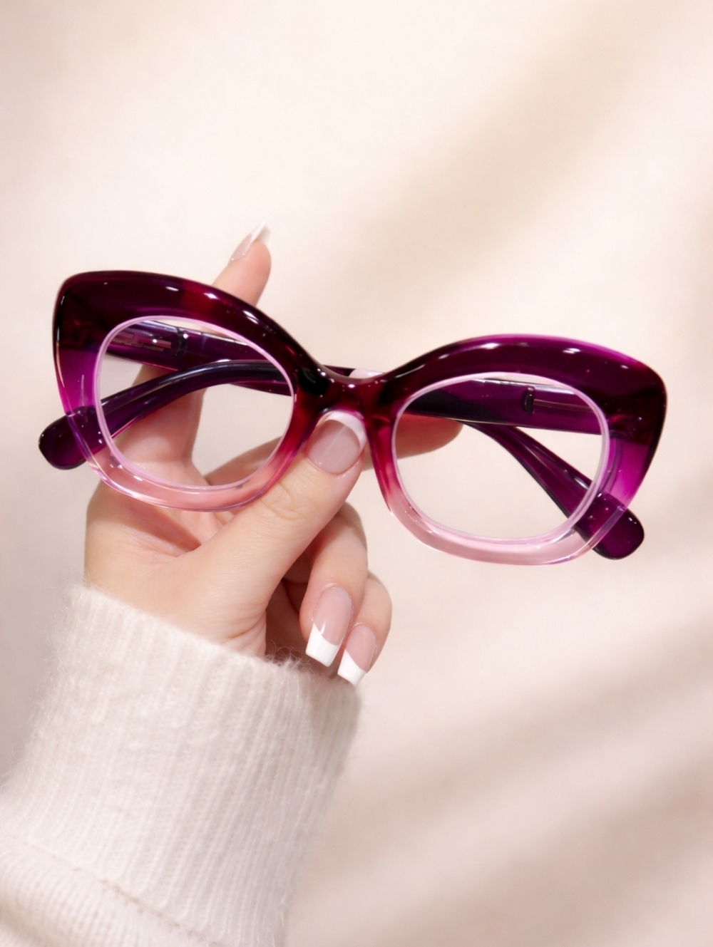 +200 Chic Gradient Purple/Pink Cateye Reading Glasses